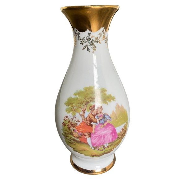 Vintage kunst-palette regnitzlosau kt bavaria vase-6.75" Tall-Courting Couple - Picture 1 of 7